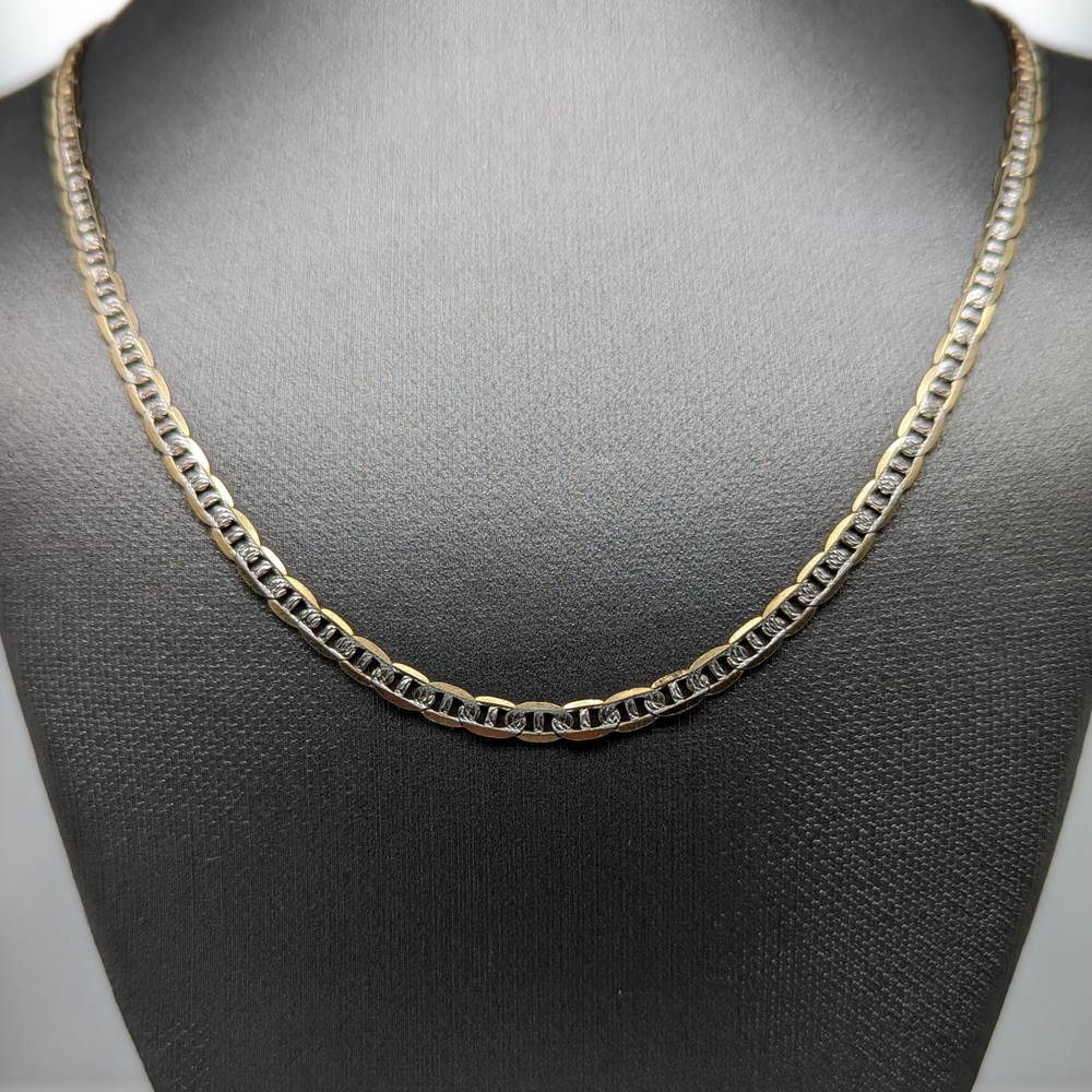 10kt Two Tone 3mm Mariner Chain