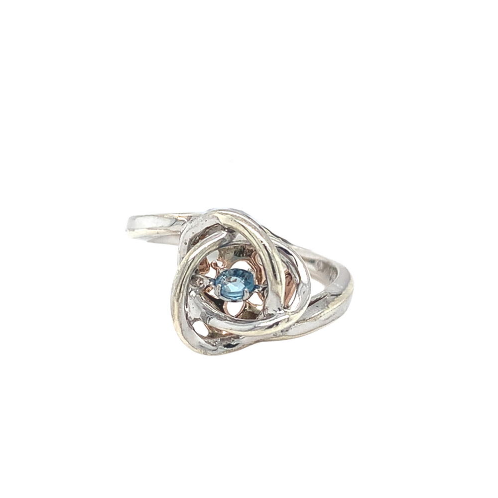 Sterling Silver and 10kt Rose Gold with Blue Topaz Ring