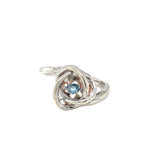 Sterling Silver and 10kt Rose Gold with Blue Topaz Ring