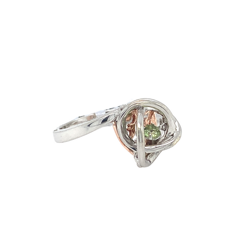 Sterling Silver Ring with 10kt Rose Gold and Peridot
