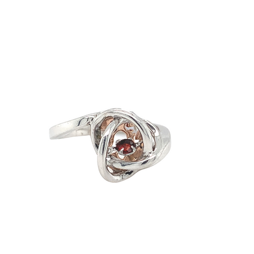 Sterling Silver Ring with 10kt Rose Gold and Garnet