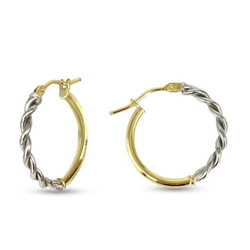 10kt Two-tone Gold Fancy Hoop Earrings