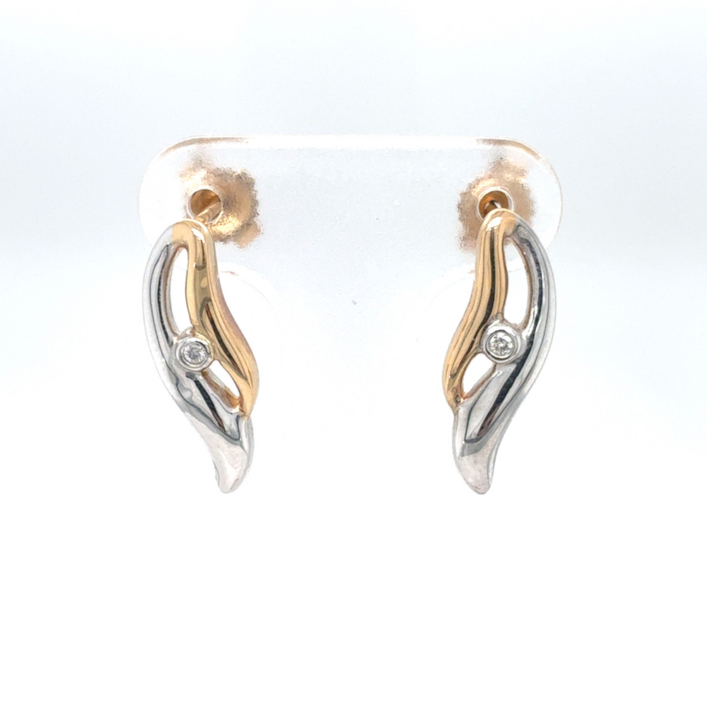 10kt Two-tone Gold .04ct Diamond Stud Earring