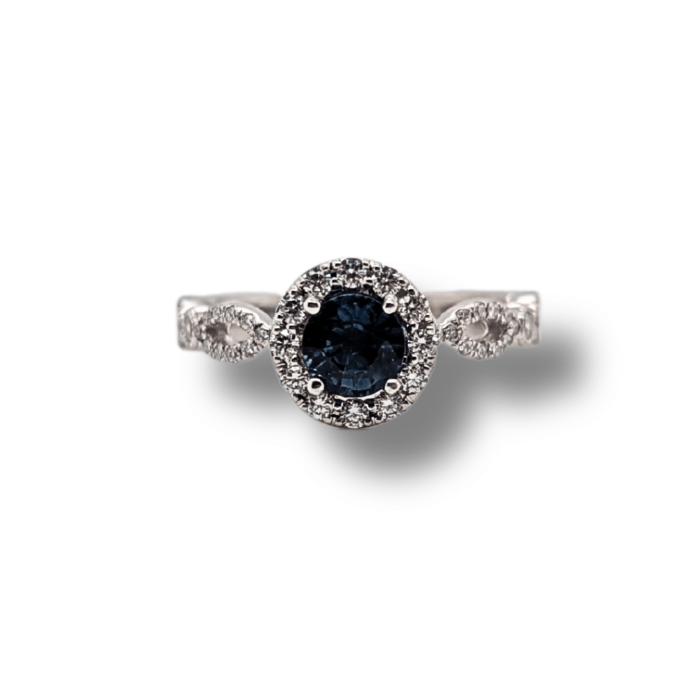 18kt Palladium Sapphire & Diamond Ring