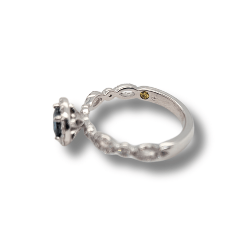 18KPD Sapphire with Diamond Halo Ring