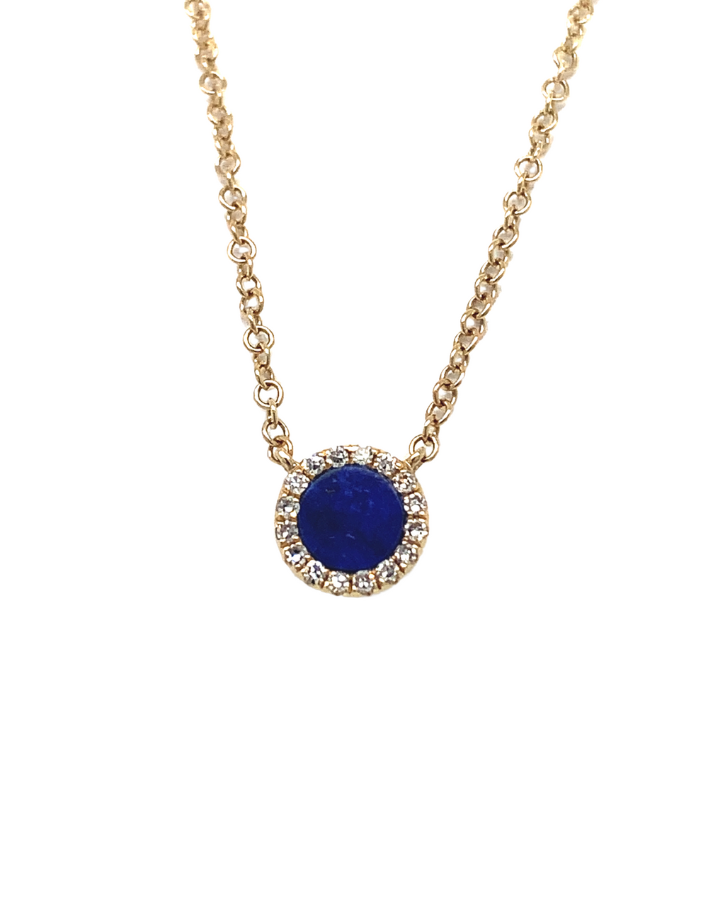 14K Yellow Gold Lapis Diamond Pendant