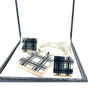 Stainless Steel Cuff Link & Keychain Set