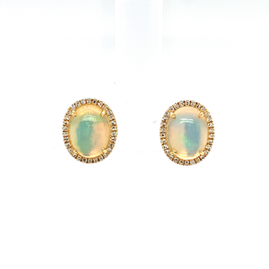 14kt Yellow Gold Ethiopian opal Diamond Earrings