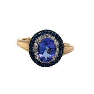 14kt Yellow Gold Tanzanite + Sapphire Ring