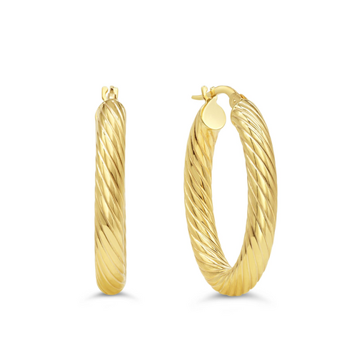 10kt Yellow Gold Fancy Hoop Earrings