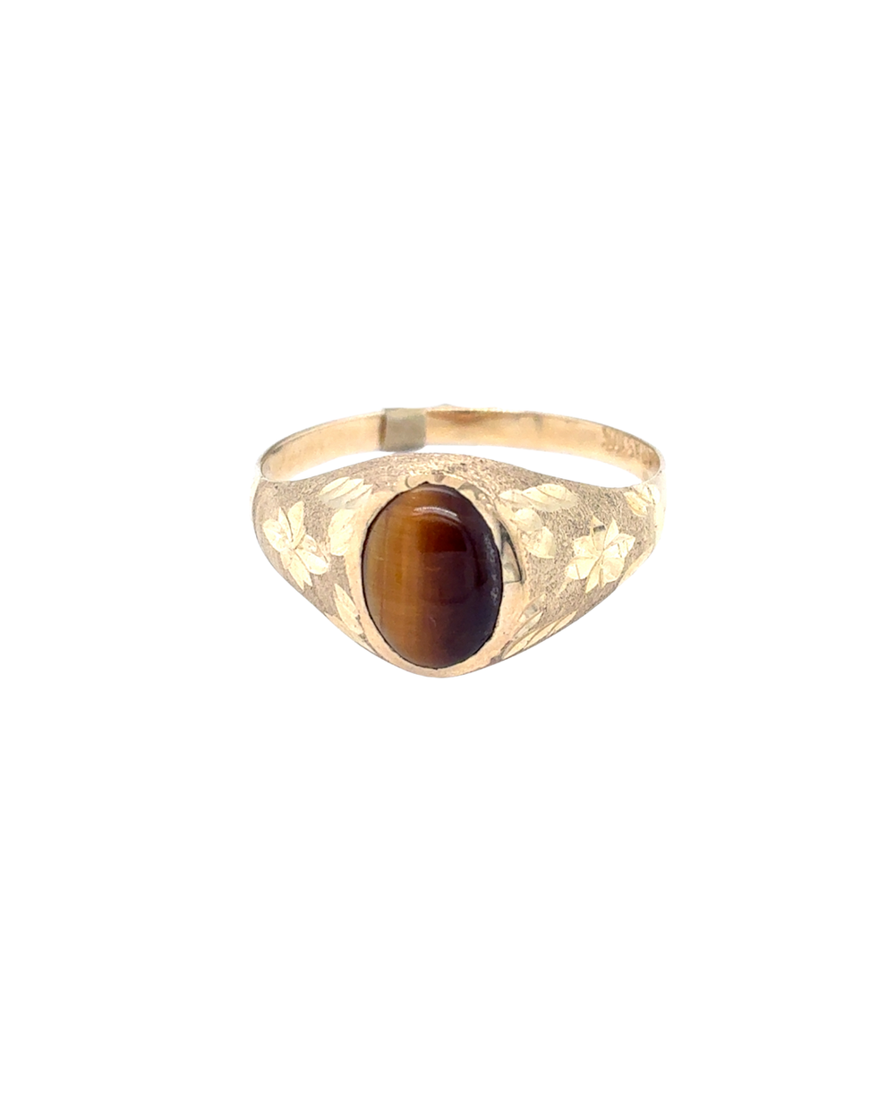10kt Yellow Gold Fancy Tiger eye Signet Ring