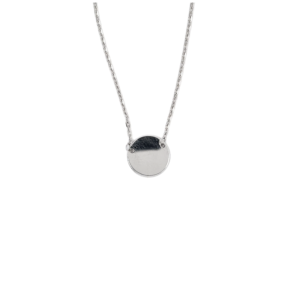 10kt White Gold Disc Necklace