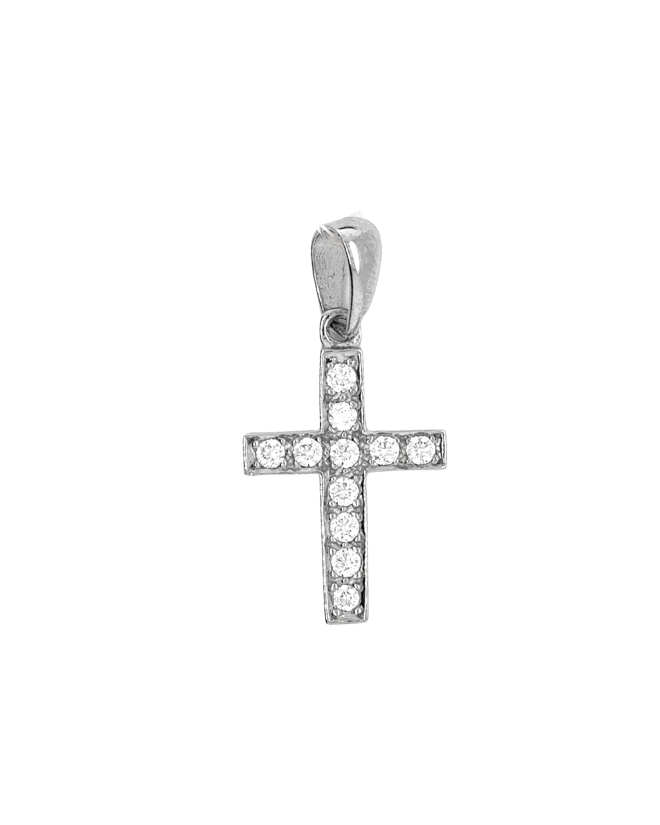 10kt White Gold CZ Cross Charm