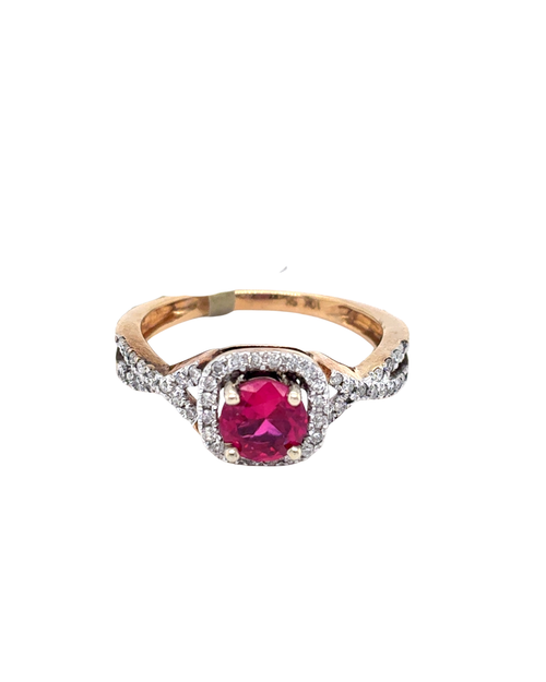 10kt Yellow Gold Synthetic Ruby Fancy Ring