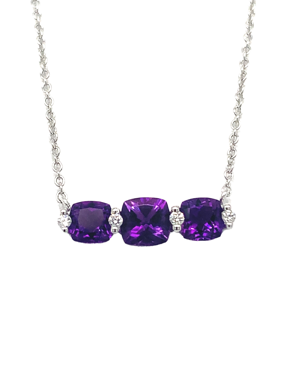 14kt White Gold Amethyst Diamond Pendant