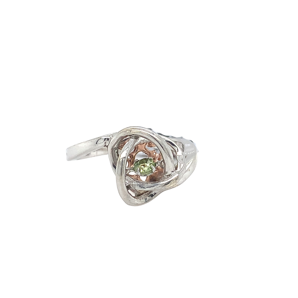Sterling Silver Ring with 10kt Rose Gold and Peridot