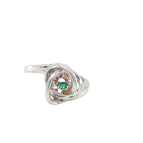 Sterling Silver Ring with 10kt Rose Gold and Emerald