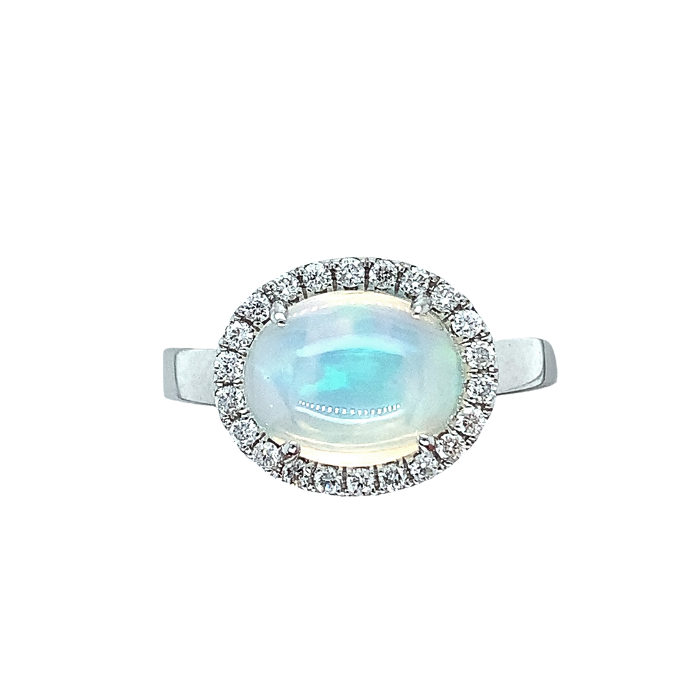 14kt White Gold Ethiopian Opal Diamond ring