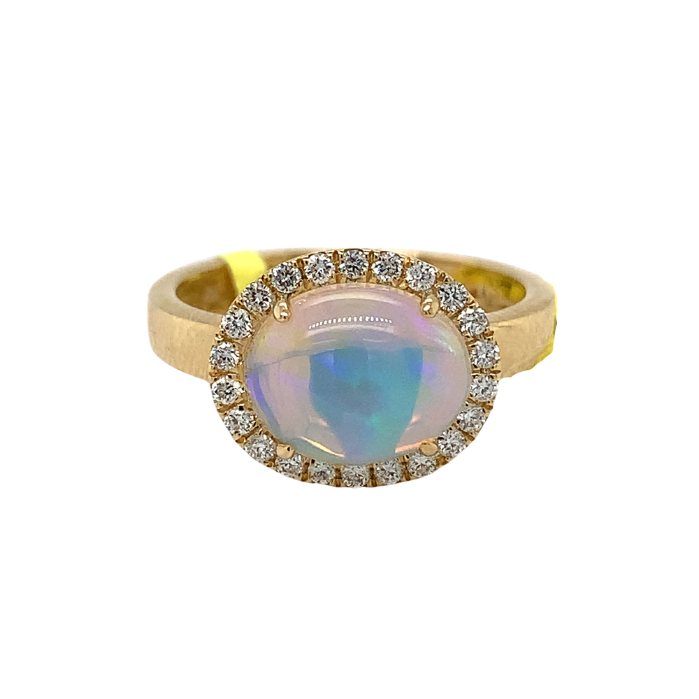 14kt Yellow Gold Ethiopian opal Diamond Ring