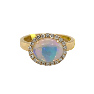 14kt Yellow Gold Ethiopian opal Diamond Ring