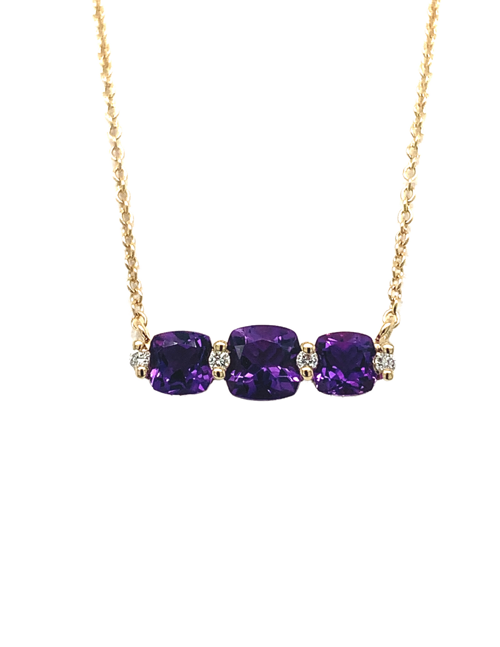 14kt Yellow Gold Amethyst Diamond Pendant