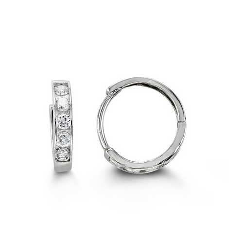 14kt White Gold Baby Hoop CZ Earrings