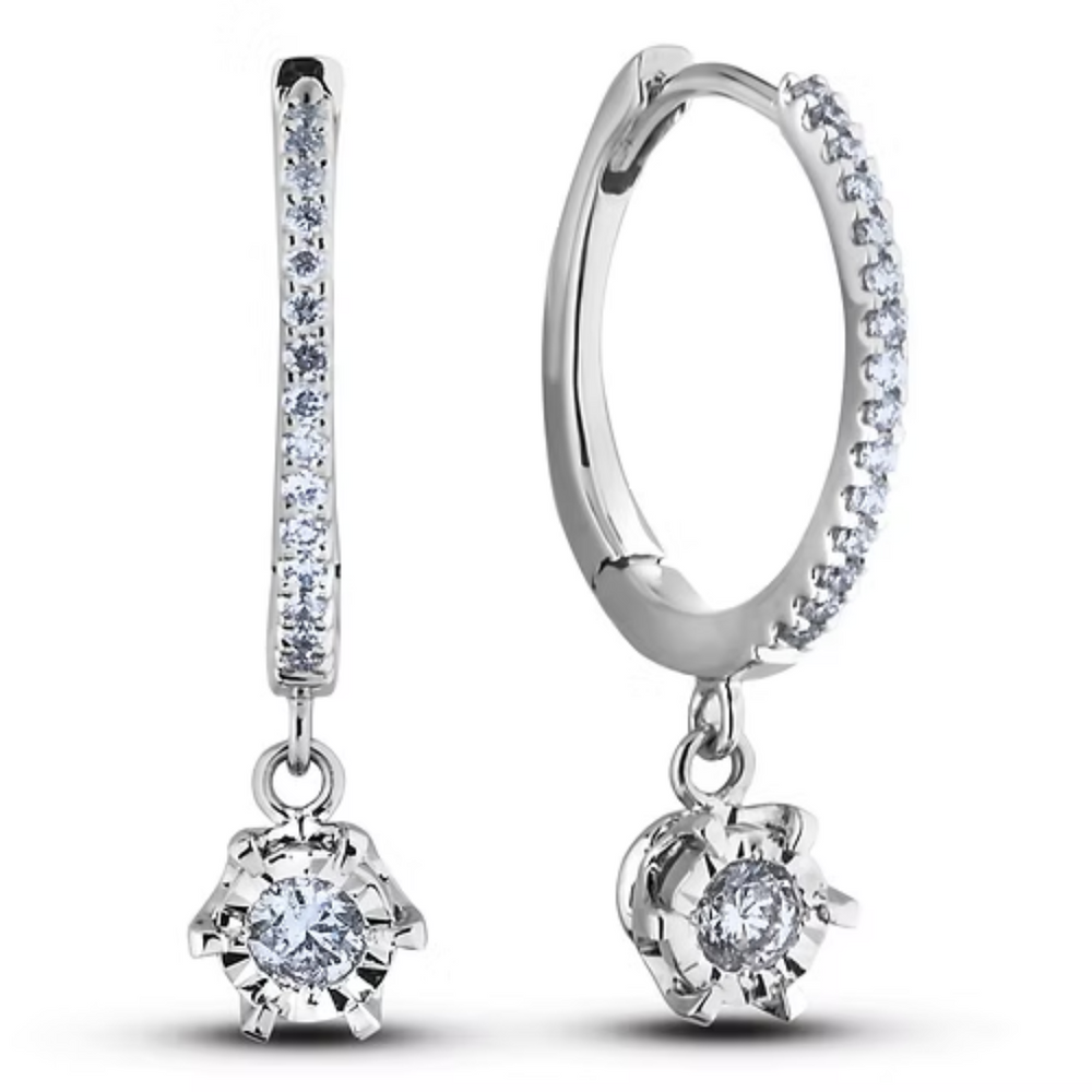 10k White Gold .16 + .15ct Canadian Diamond Earrings