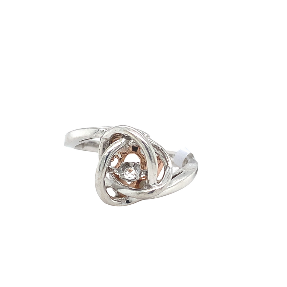 Sterling Silver and 10kt Rose Gold with White Topaz Ring