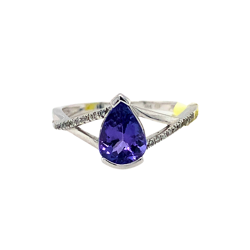 14kt White Gold Tanzanite + Diamond Ring