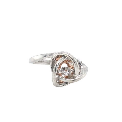 Sterling Silver and 10kt Rose Gold with White Topaz Ring