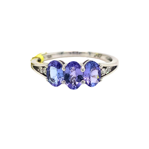 10kt White Gold Tanzanite + Diamond Ring