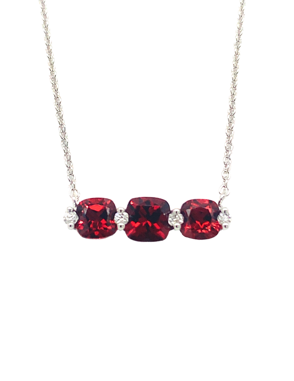 14kt White Gold Garnet Diamond Pendant