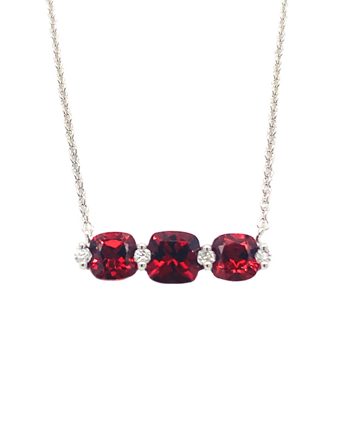 14kt White Gold Garnet Diamond Pendant