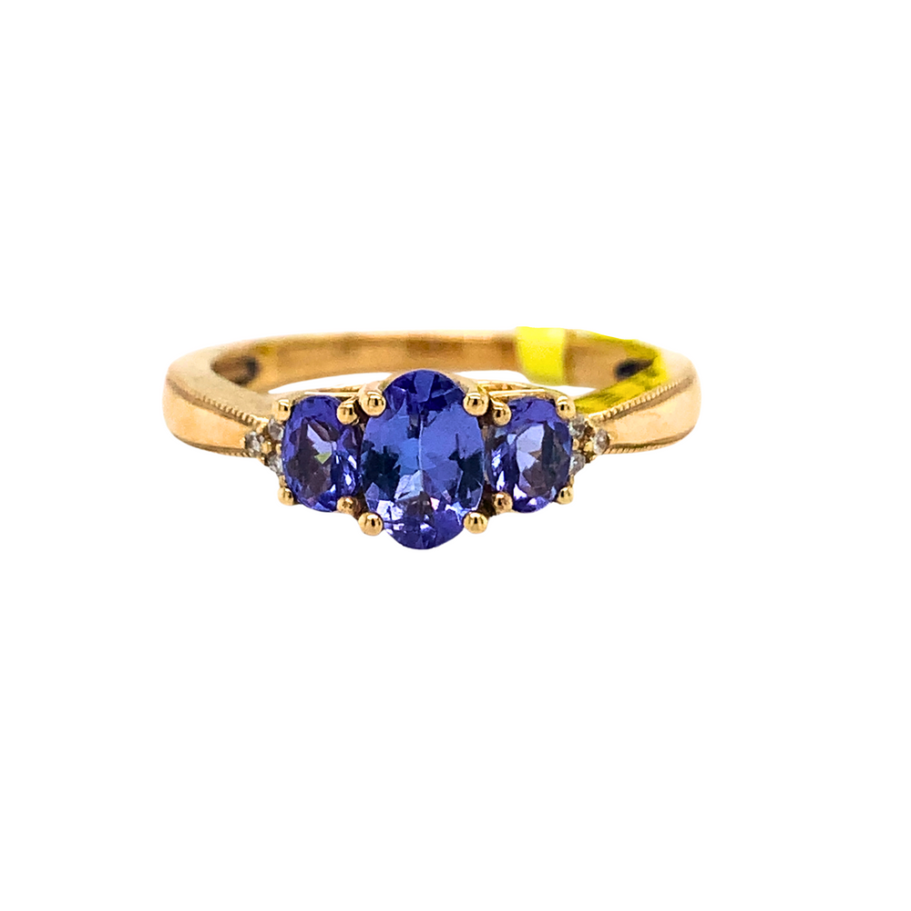10kt Yellow Gold Tanzanite + Diamond Ring