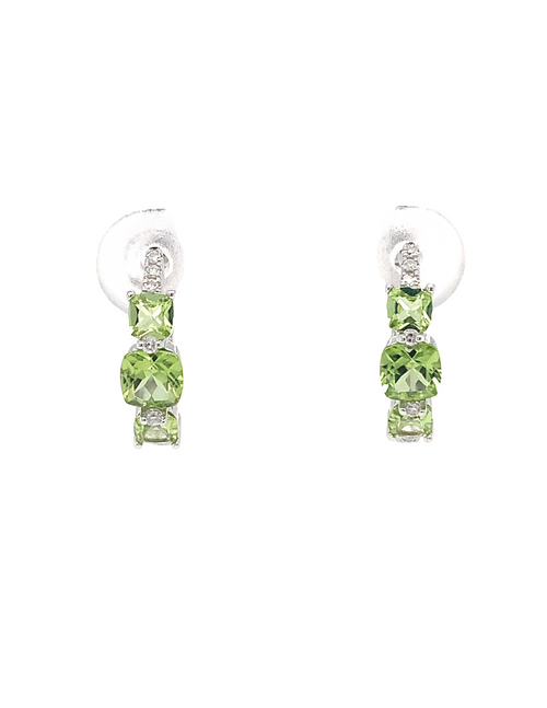 14kt White Gold Peridot Hoop Earrings