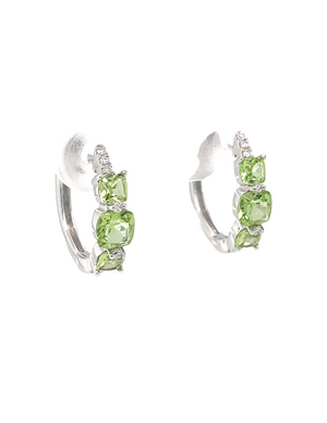 14kt White Gold Peridot Hoop Earrings