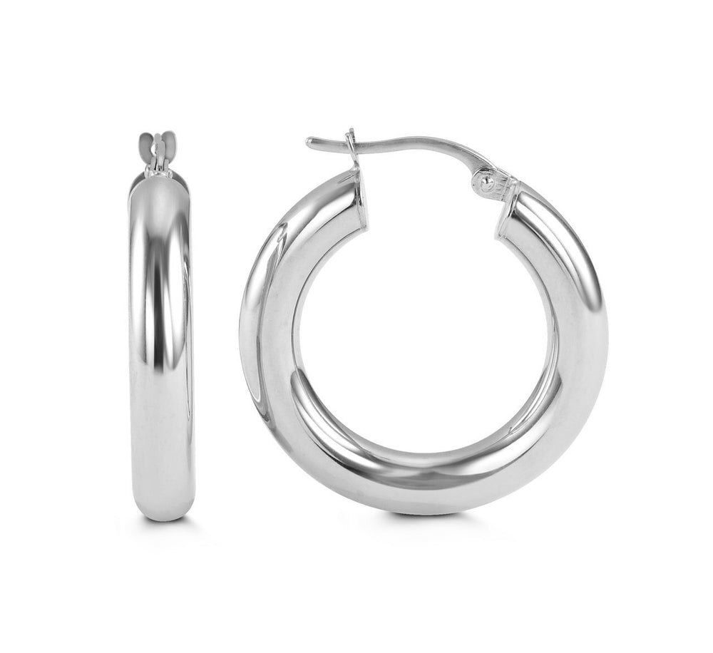 10kt White Gold Classic Hoop Earrings