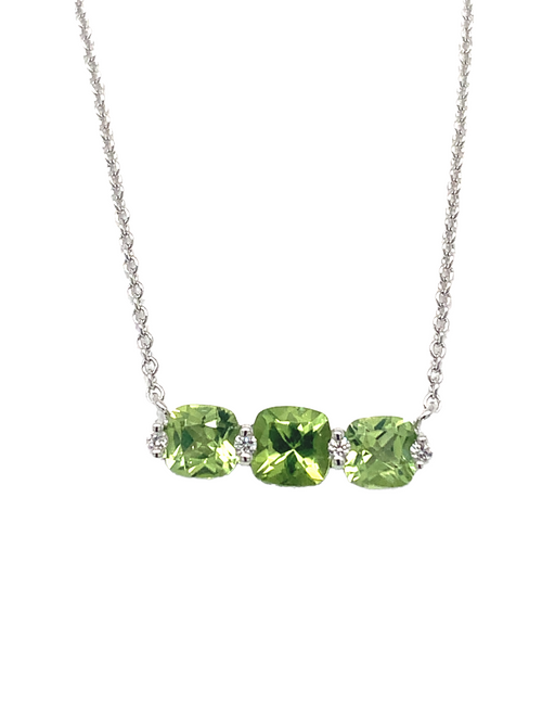 14kt White Gold Peridot Diamond Pendant