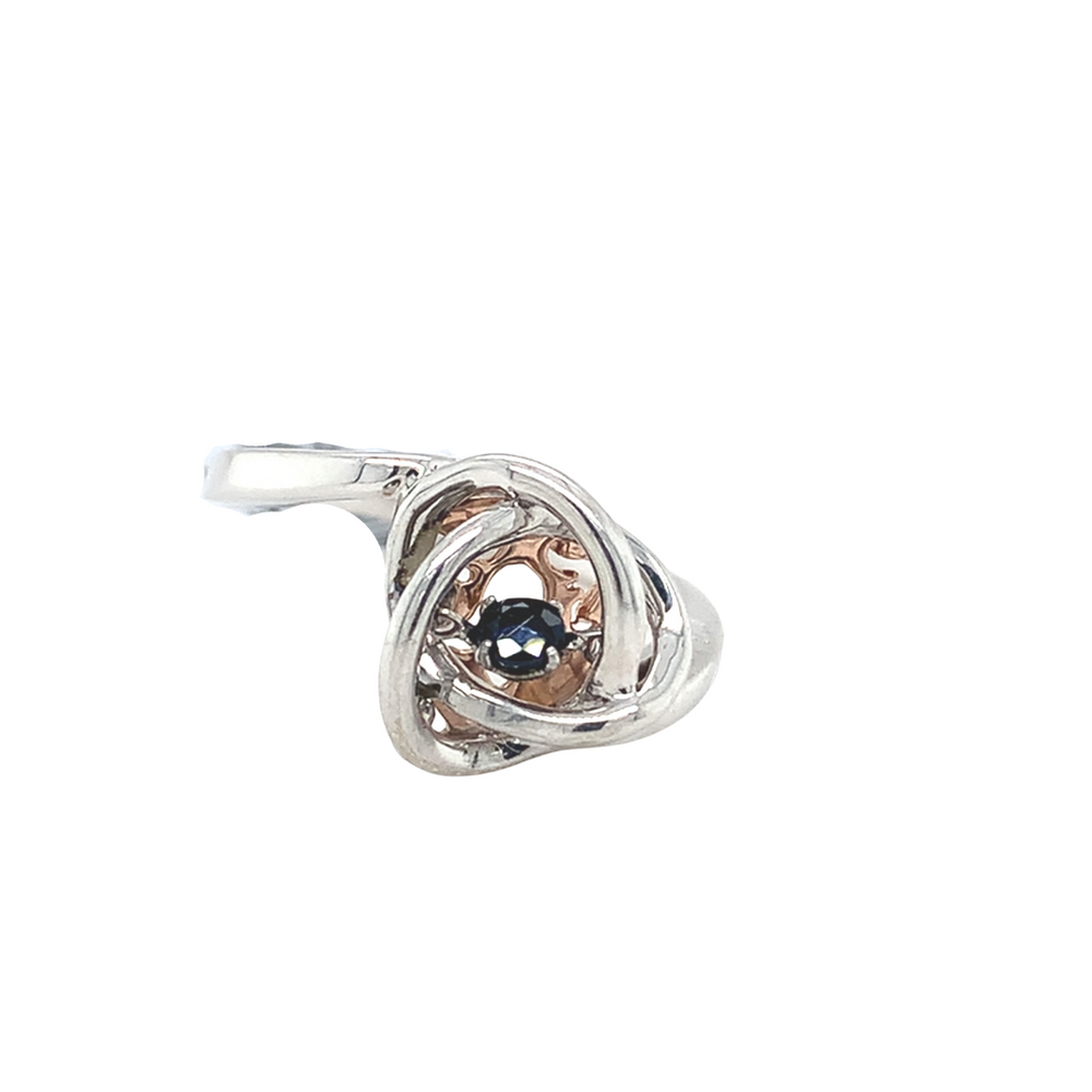 Sterling Silver Ring with 10kt Rose Gold and Sapphire