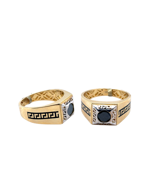 10kt Yellow Gold Fancy Black CZ Signet Ring