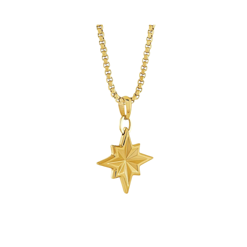Italgem Stainless Steel Gold Plated North Star Necklace