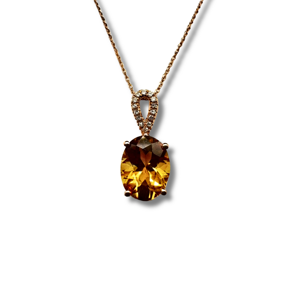 10KR Citrine and Diamond Accent Loop Pendant