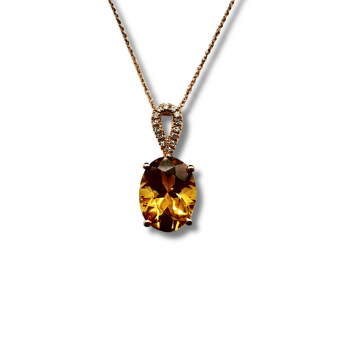 10KR Citrine and Diamond Accent Loop Pendant