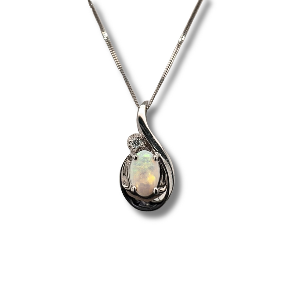 10KW Opal and Diamond Accent Pendant