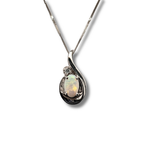 10KW Opal and Diamond Accent Pendant