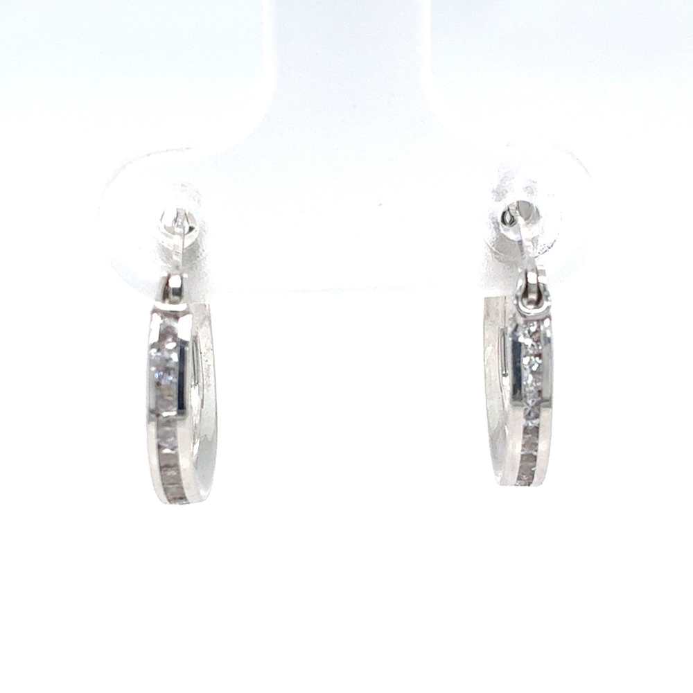 10kt White Gold CZ Hoops