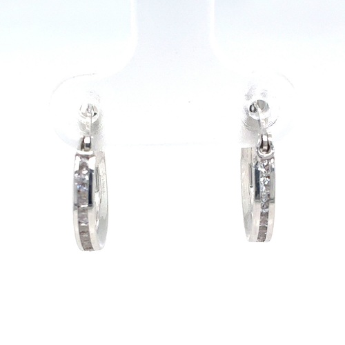 10kt White Gold CZ Hoops