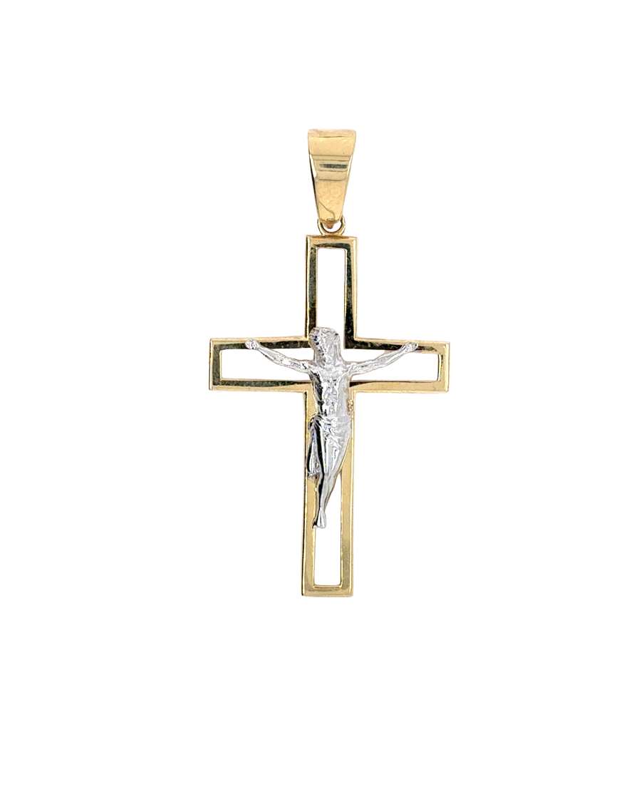 10kt Two Tone Crucifix Pendant