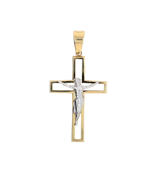 10kt Two Tone Crucifix Pendant