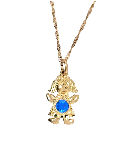 10kt Yellow Gold Girl Birthstone Charm